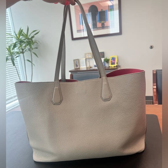 Tory Burch Perry Tote in French Gray/Peony - Picture 7 of 11